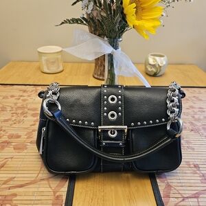 Black Studded Chain Shoulder Bag